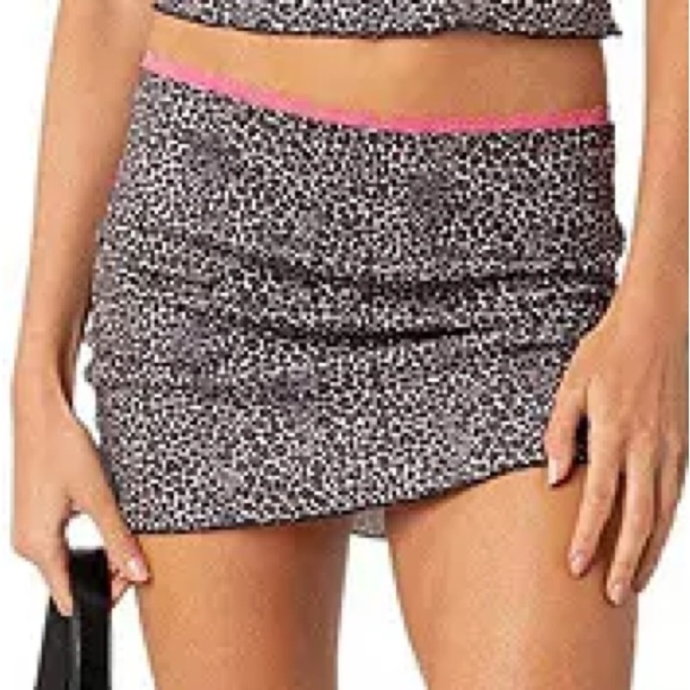Leopard Print Skirt with Pink Trim